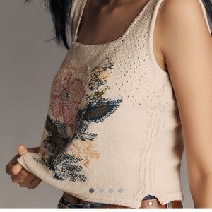 NWT Pilcro and the Letterpress Anthropologie Square Neck Knit Tank Floral Small